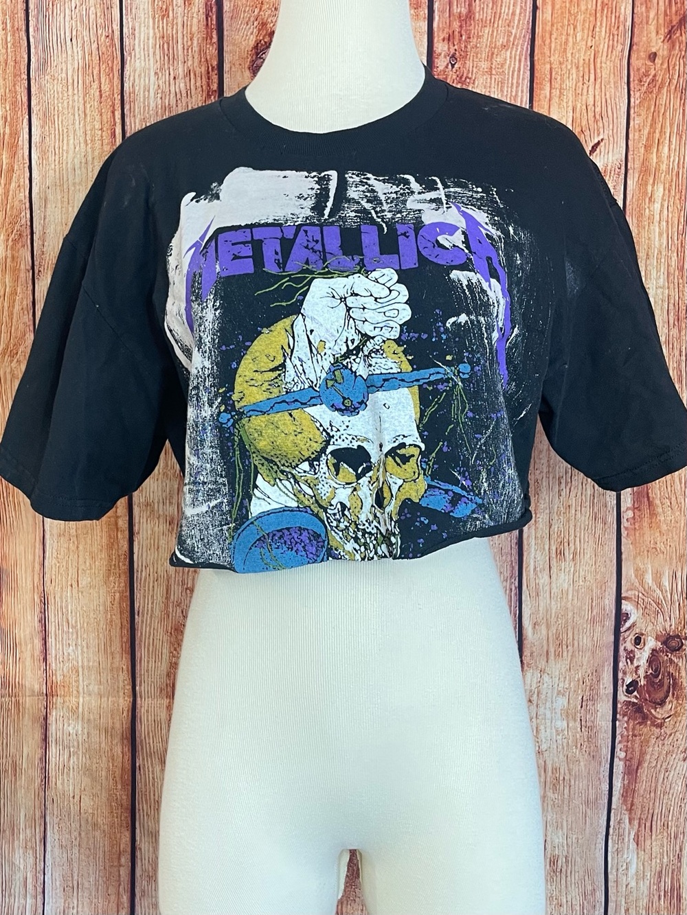 Metallica Cropped Tee Raw Cut Hem One Size